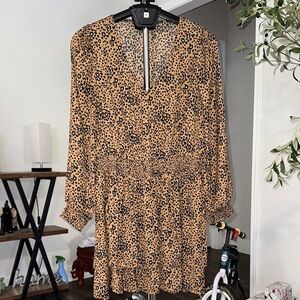On 34th Long Sleeve Leopard Print Dress